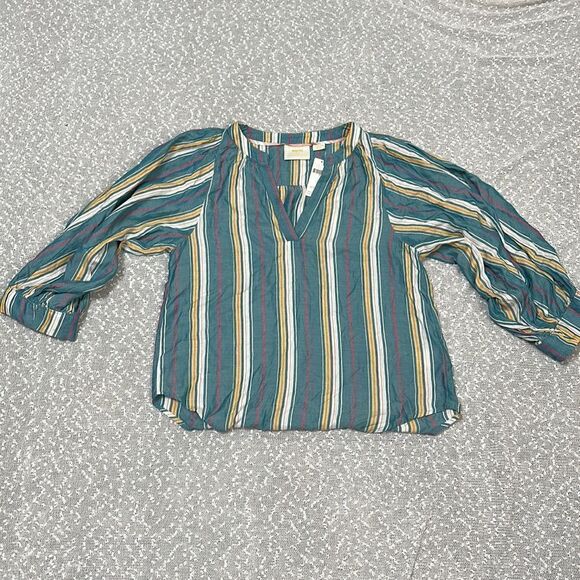 MAEVE ANTHRO ANTHROPOLOGIE Byron Striped Peasant Top Shirt XS Small Medium NWT - Picture 5 of 10